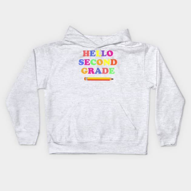 Hello Second grade Kids Hoodie by FatTize